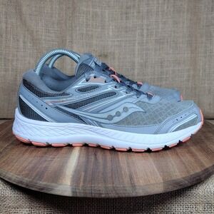 Saucony Cohesion 13 Running Shoes Gray Coral Women's 9 Athletic Trainer Sneakers